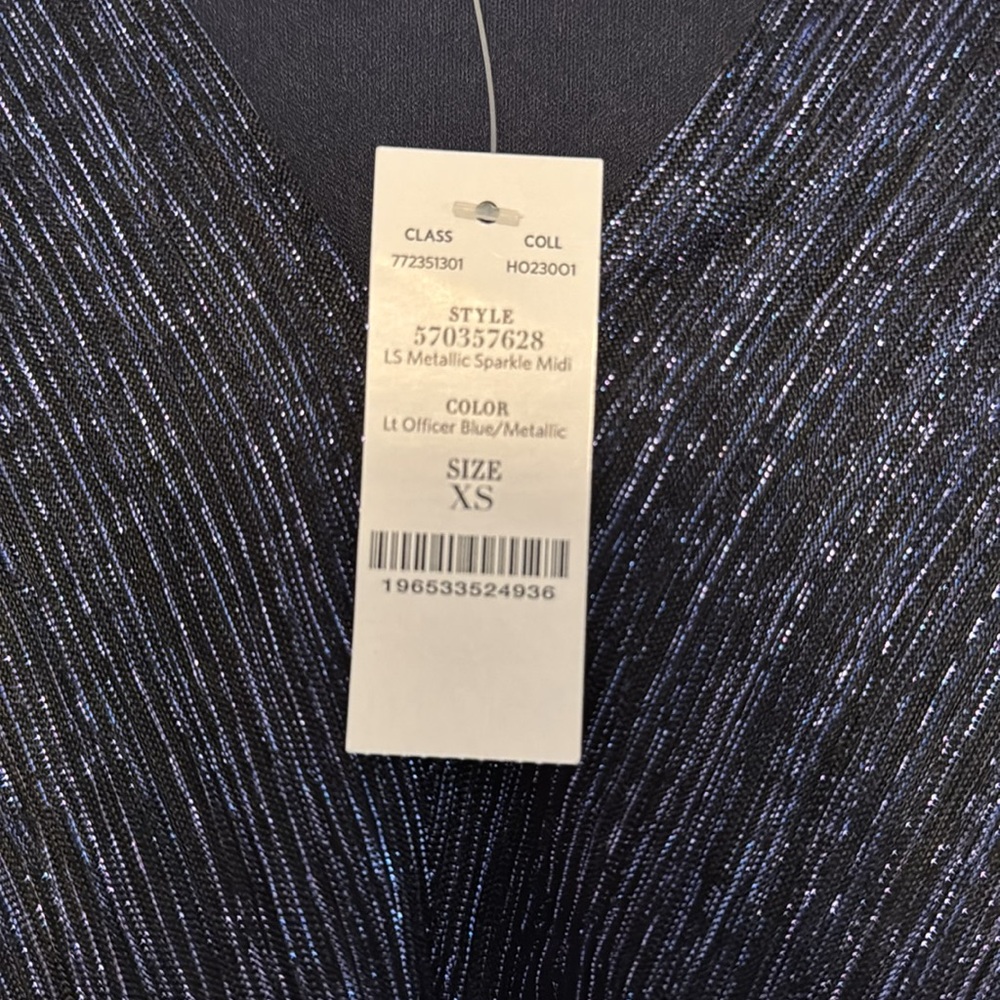 White House Black Market Navy Long Sleeve Dress - Picture 4 of 4